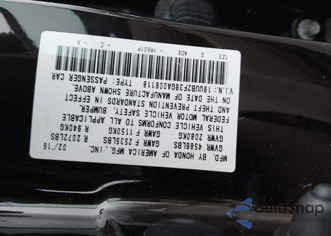 2016 Acura Tlx V6 из США, поврежденный, VIN 19UUB2F39GA006118